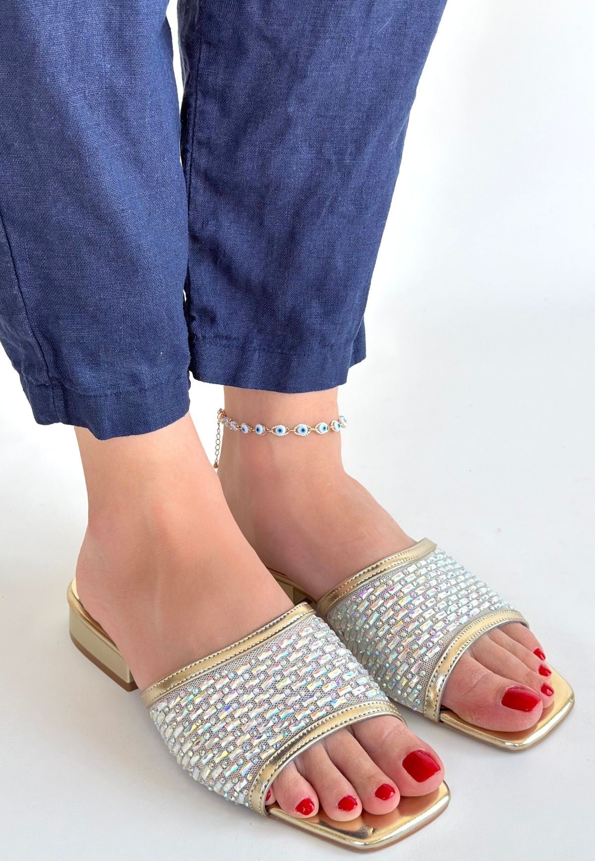 Ortu Kadın Gold İşlemeli Terlik