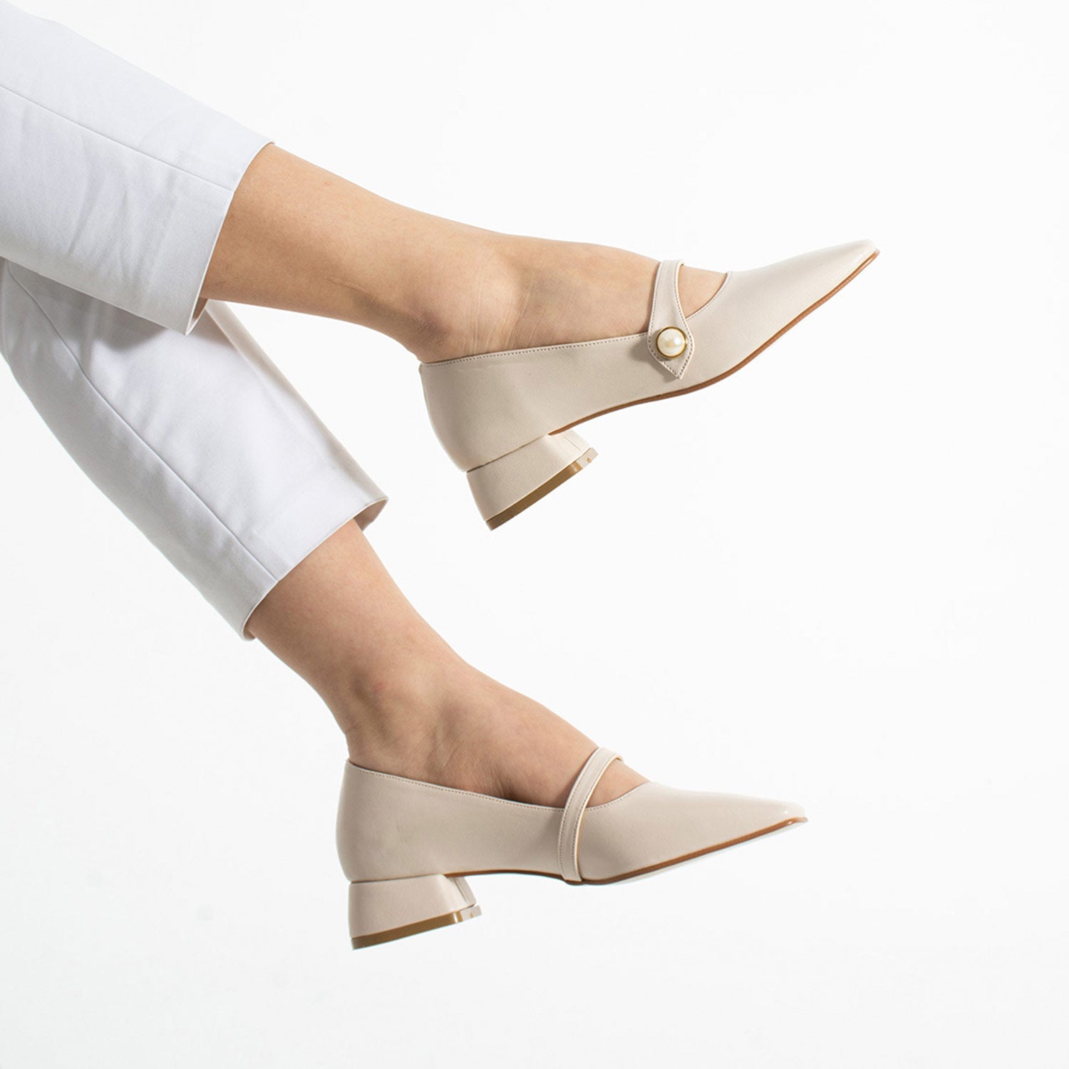 Pendle Kadın Bej Topuklu Babet Ayakkabı