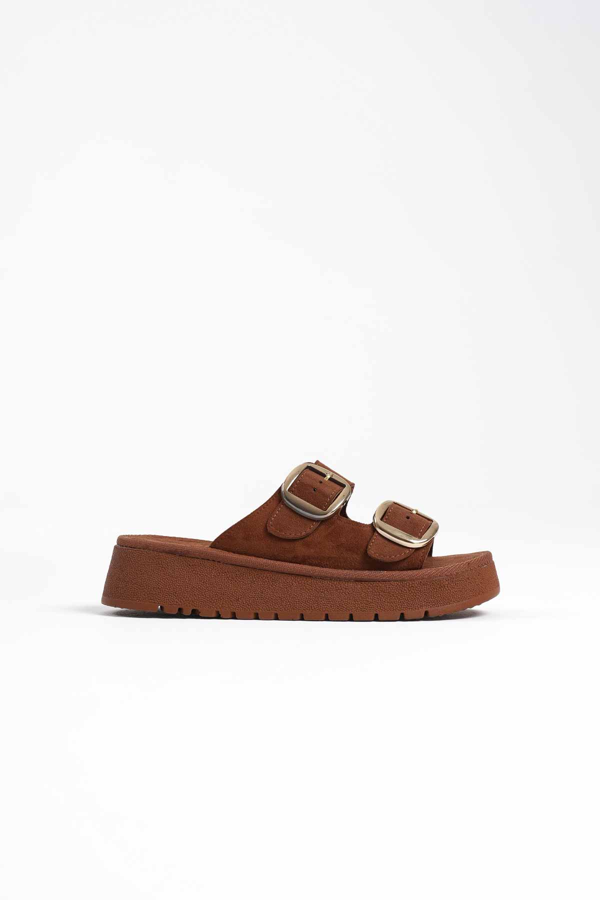 Place Kadın Süet Taba Terlik