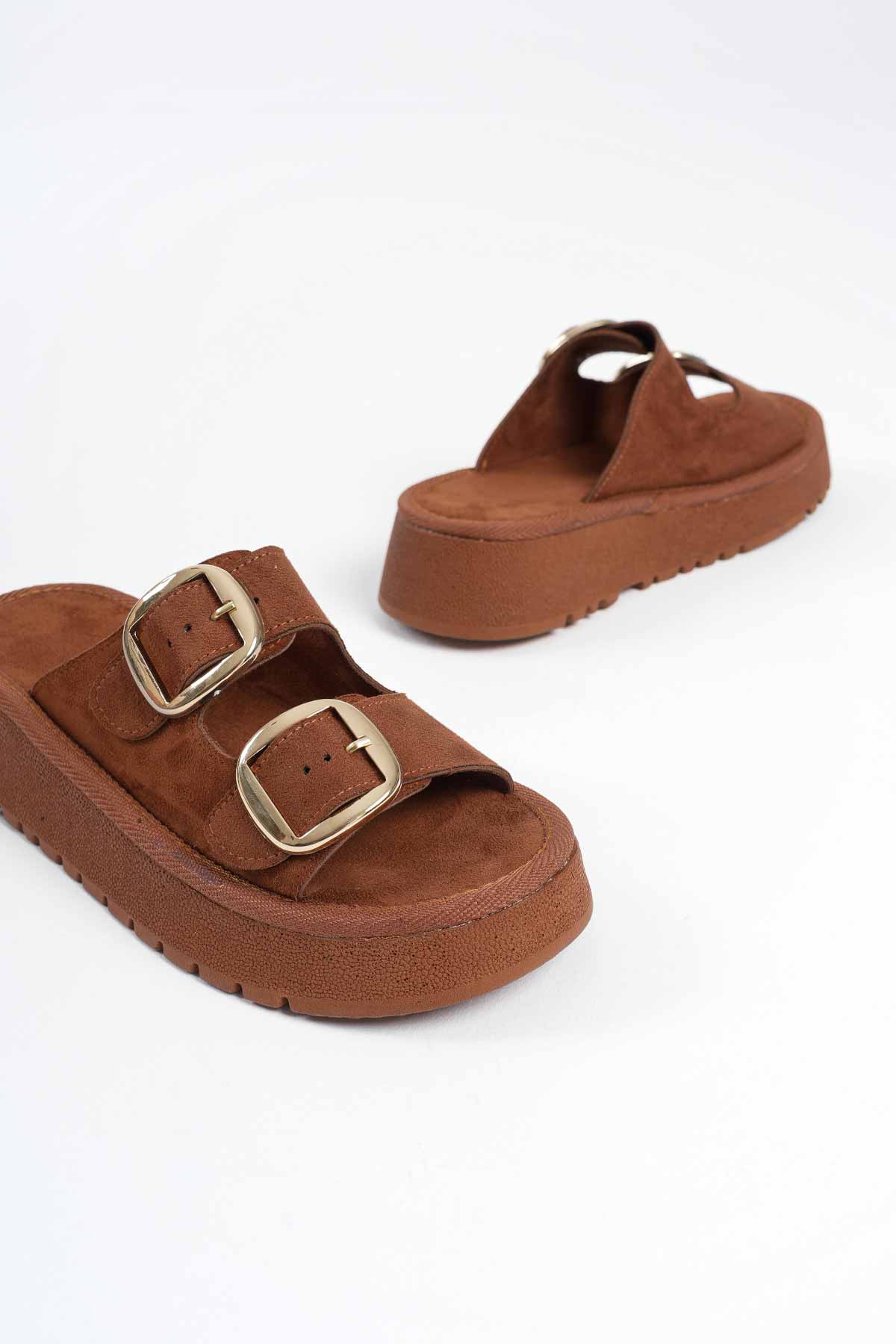 Place Kadın Süet Taba Terlik