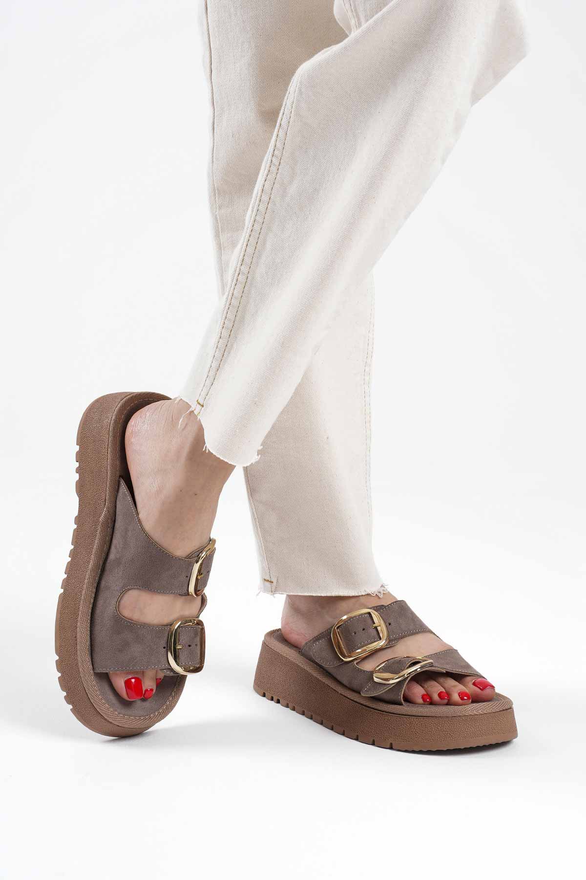 Place Kadın Süet Vizon Terlik