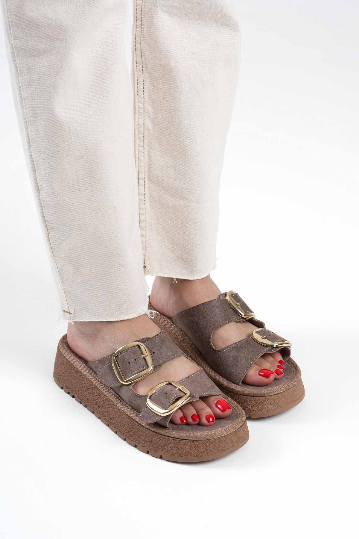 Place Kadın Süet Vizon Terlik