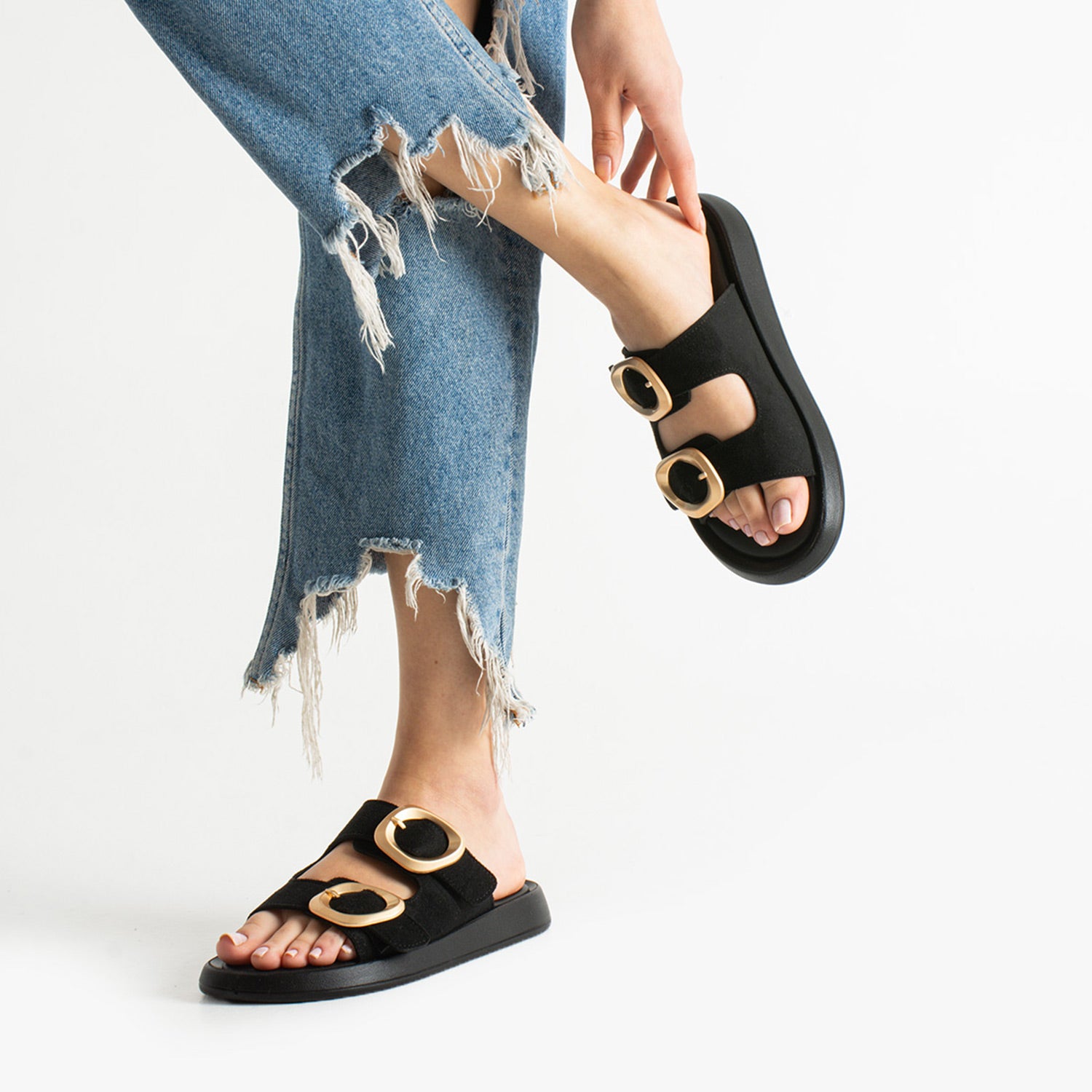 Plent Kadın Siyah Süet Terlik