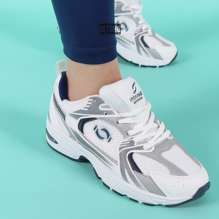 Argento Kadın Triko Desen Beyaz Siyah Spor Ayakkabı