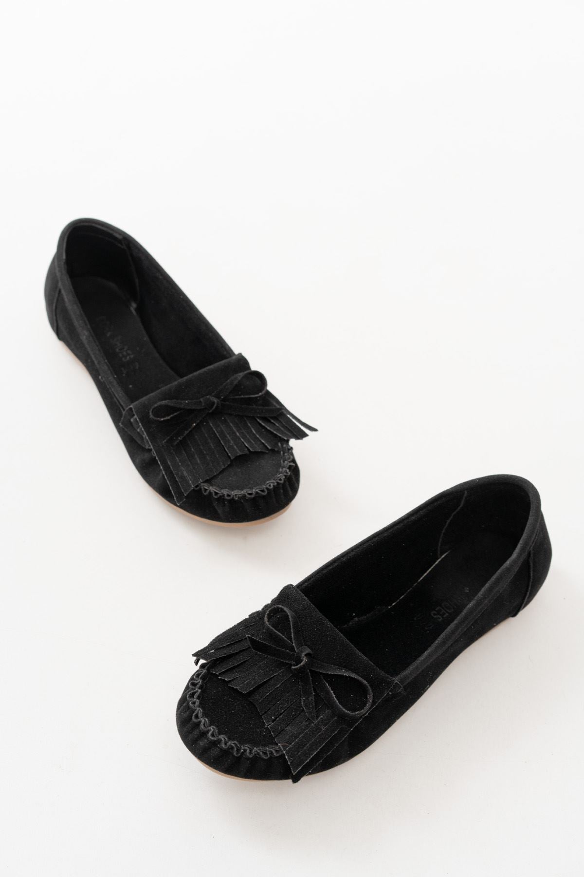 Cannis Siyah Süet Püsküllü Günlük Kadın Babet