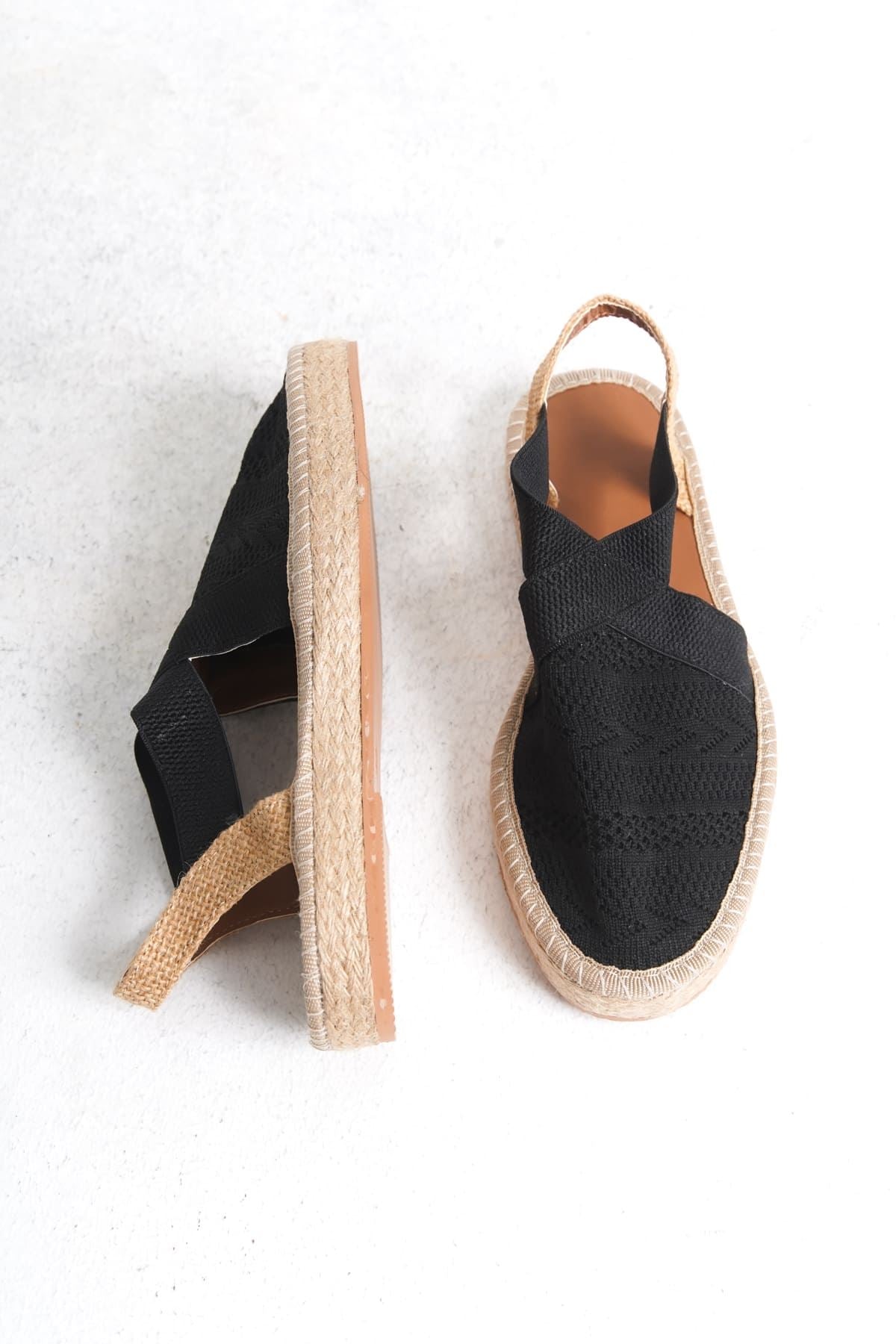 Rosa Kadın Triko Siyah Espadril Ayakkabı