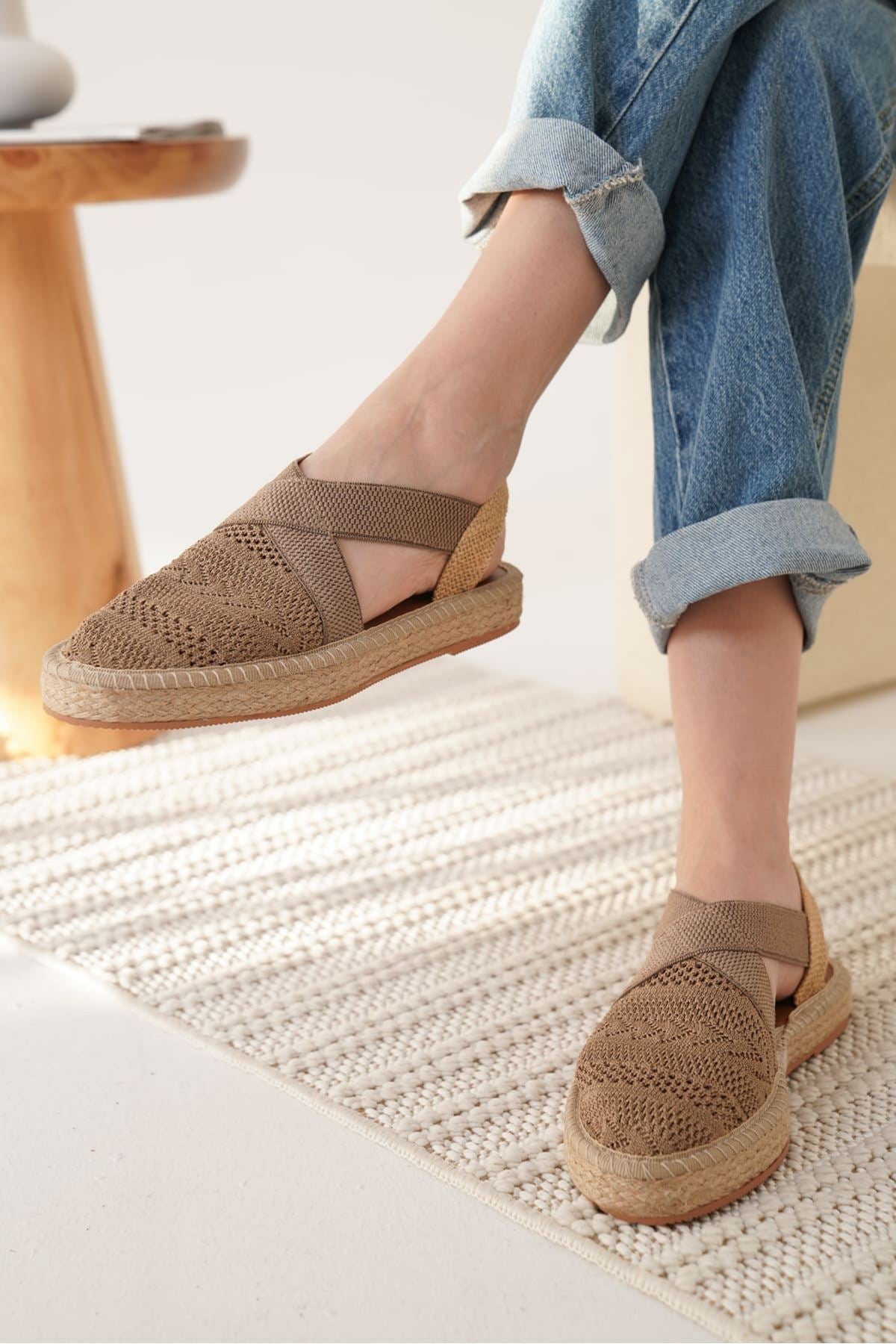 Rosa Kadın Triko Vizon Espadril Ayakkabı