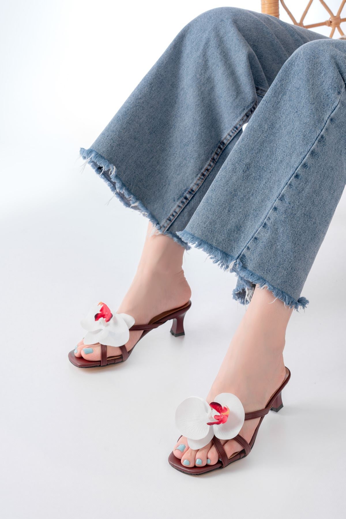 Felis Kadın Bordo Orkide Detaylı Topuklu Terlik