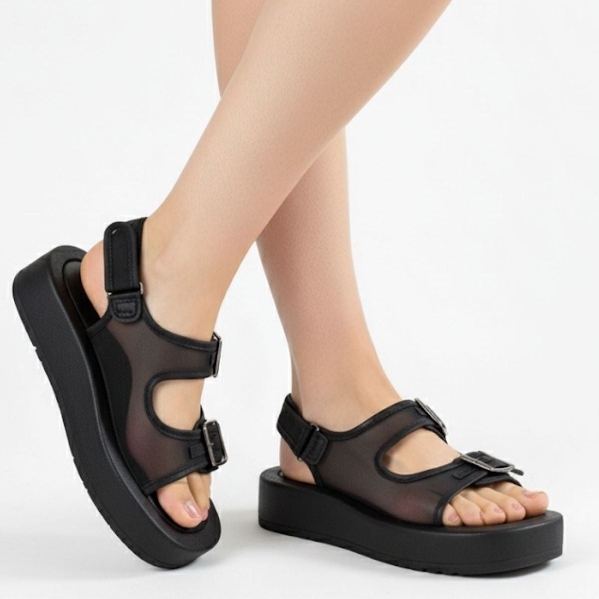 Sinna Kadın Siyah Tül Detaylı Sandalet