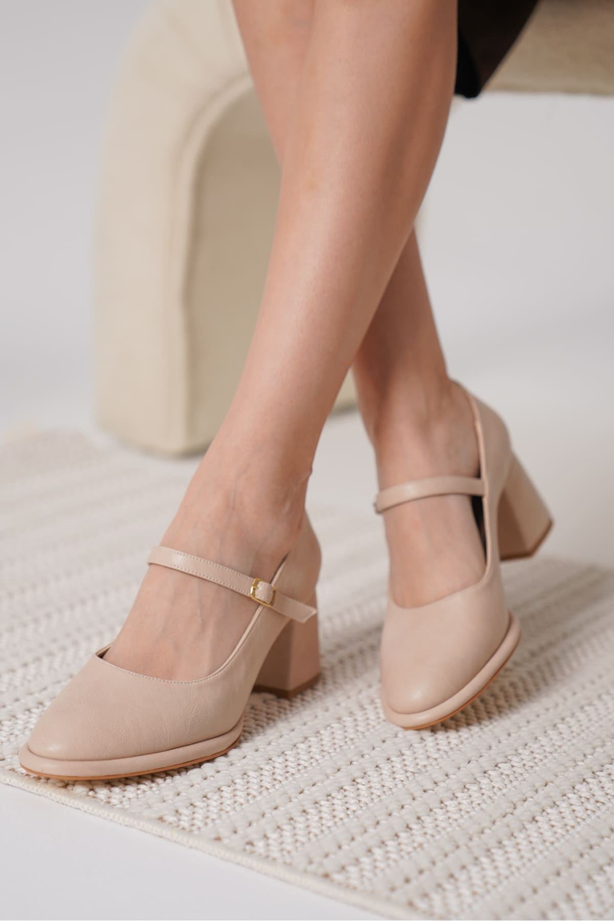Slay Kadın Nude Tokalı Topuklu Ayakkabı