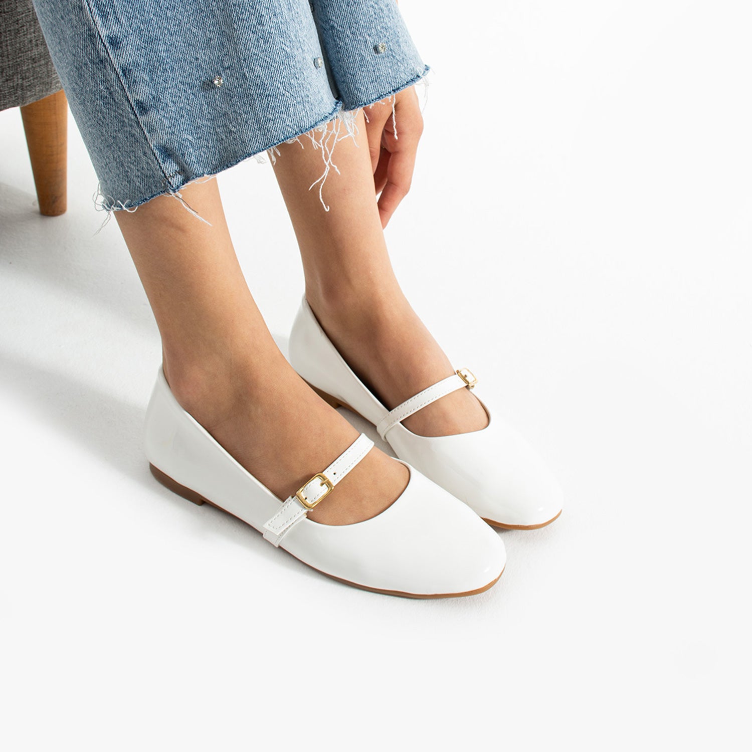 Snoek Kadın Rugan Beyaz Babet Ayakkabı