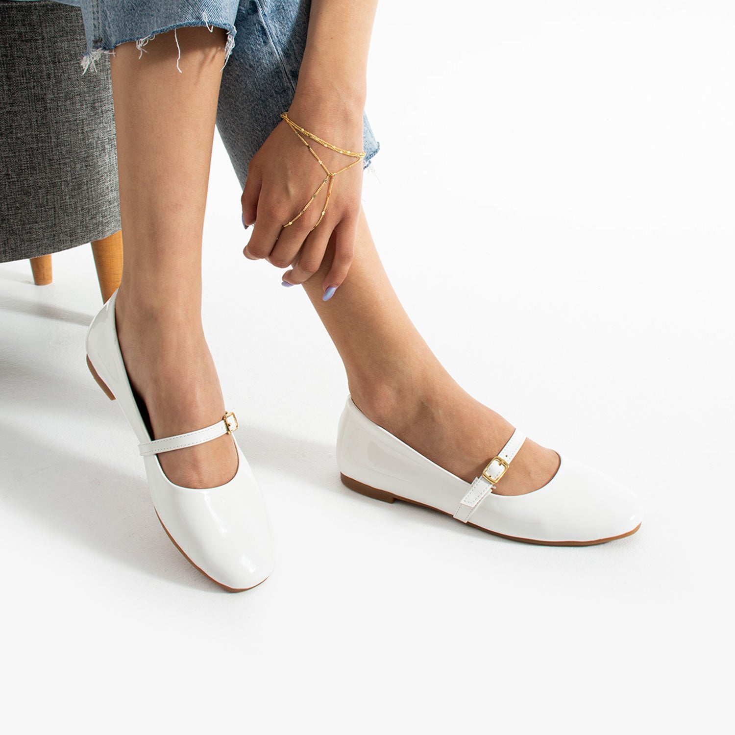 Snoek Kadın Rugan Beyaz Babet Ayakkabı