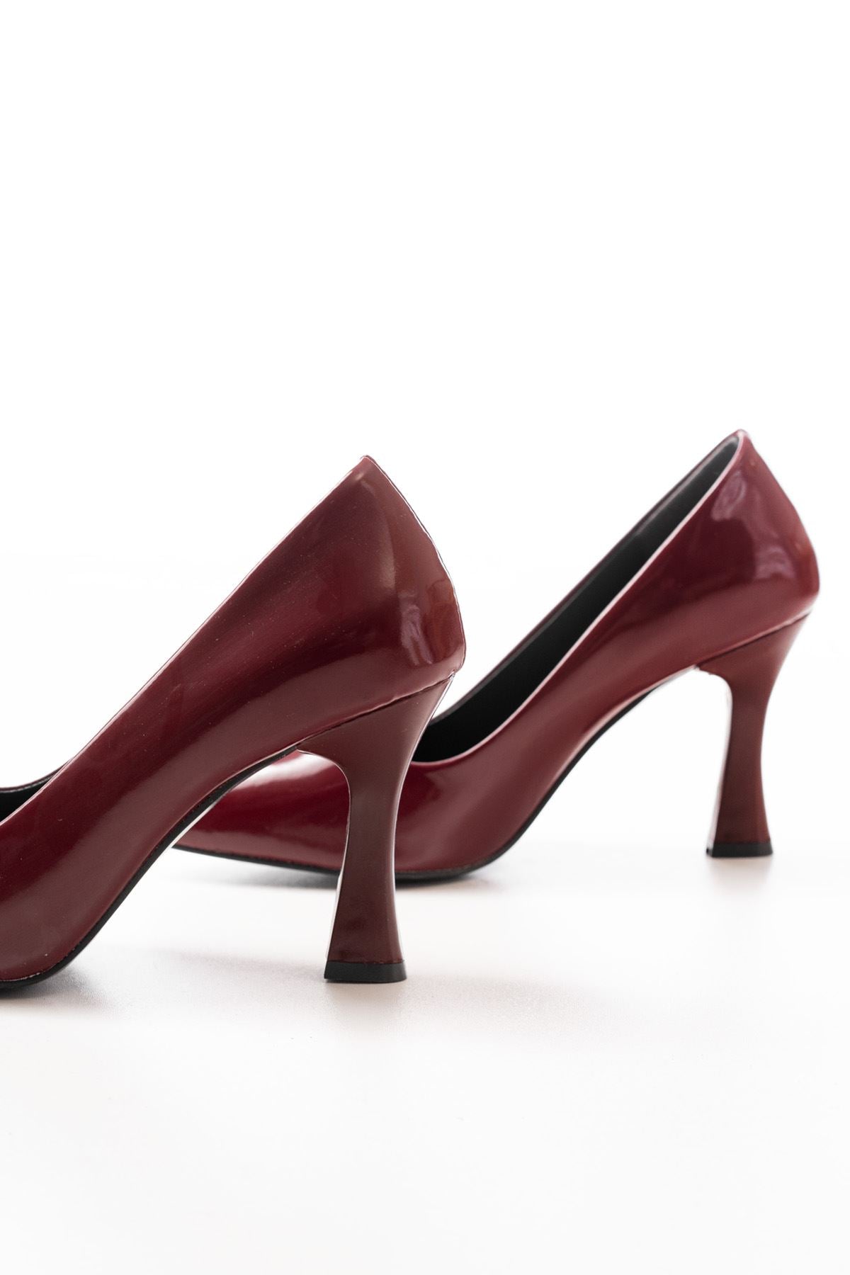 Alashun Bordo Rugan Kadın Topuklu Stiletto Ayakkabı