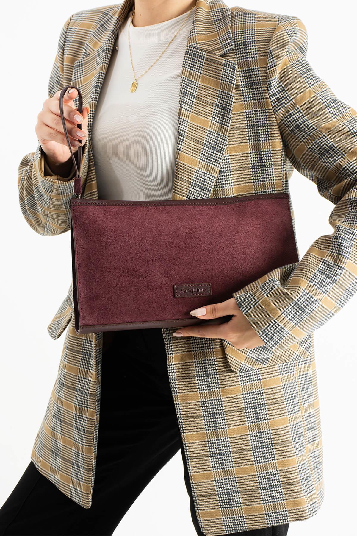 SYLENE Kadın Hakiki Süet Deri Portföy Çantası