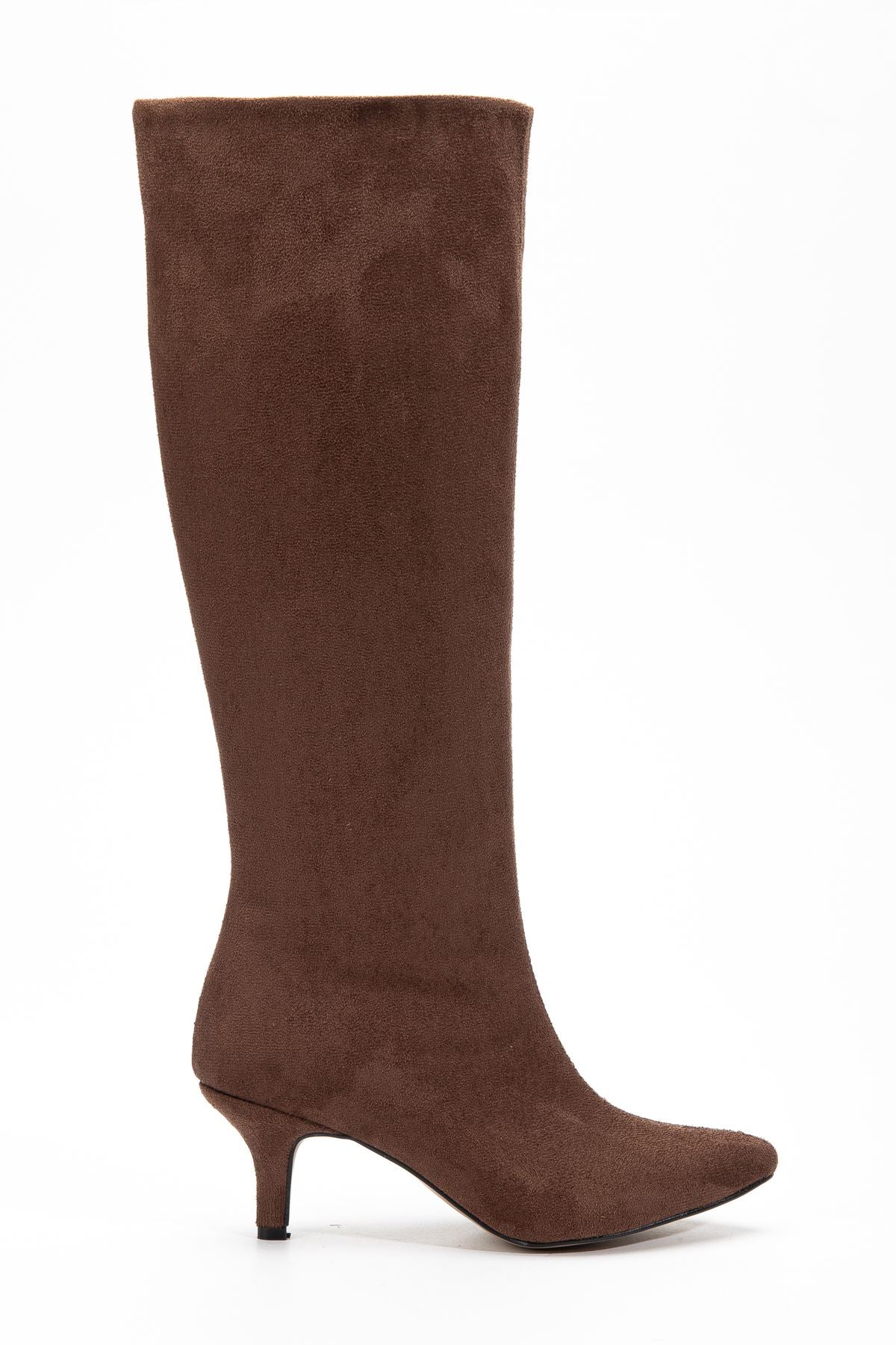 Jutten Kahve Süet Topuklu Kadın Çizme