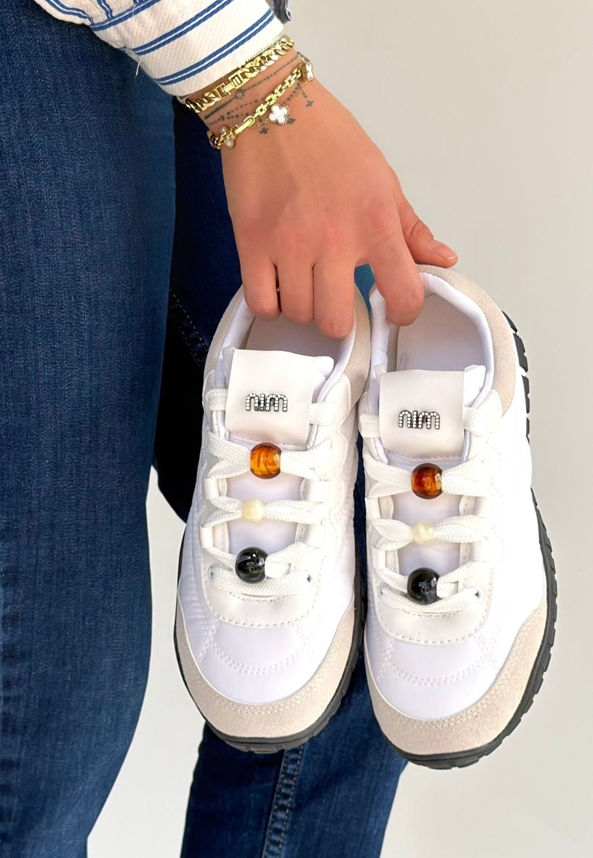 Tues Kadın Beyaz Nubuk Bağcıklı Spor Ayakkabı