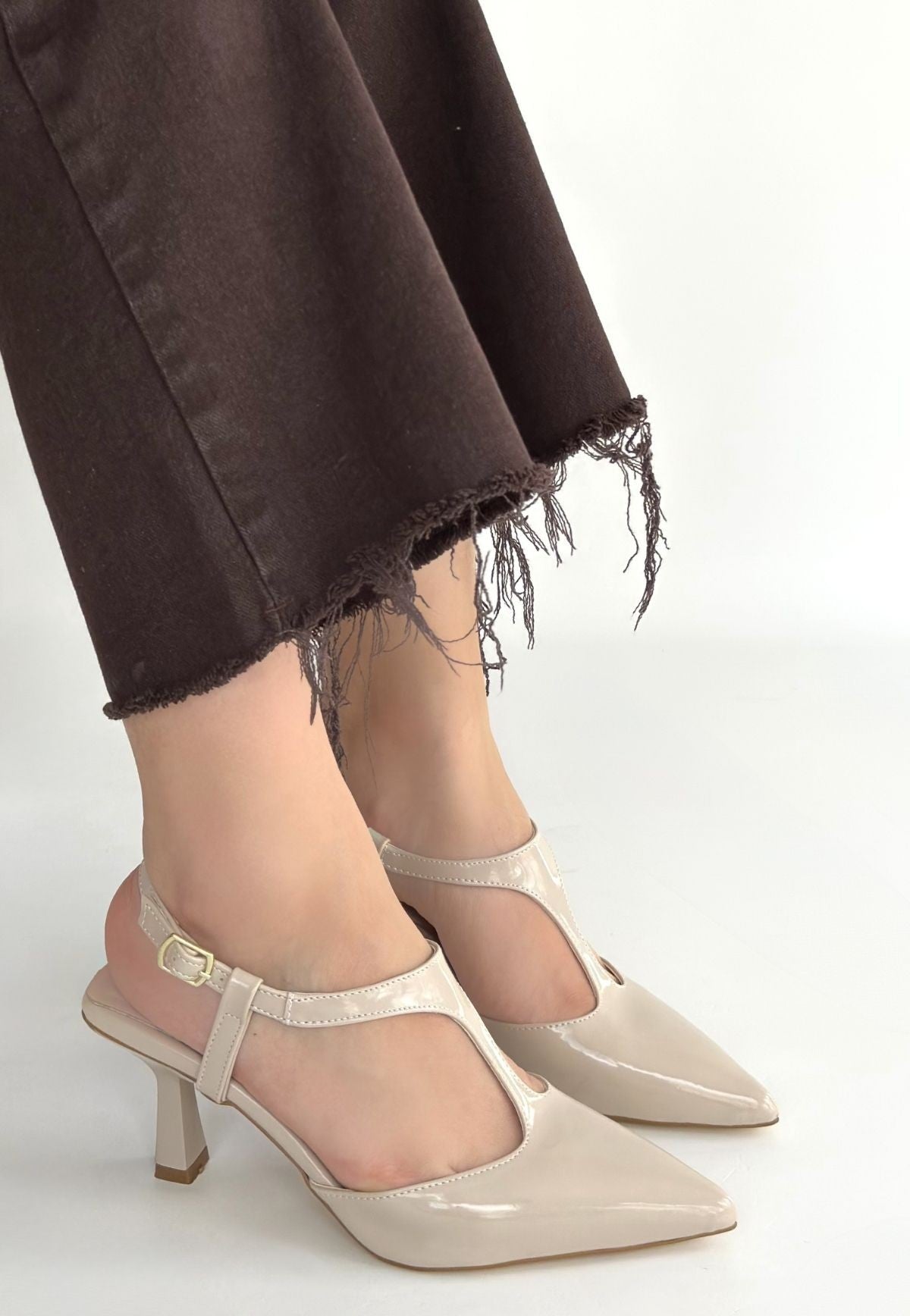 Tula Kadın Bej Rugan Topuklu Ayakkabı