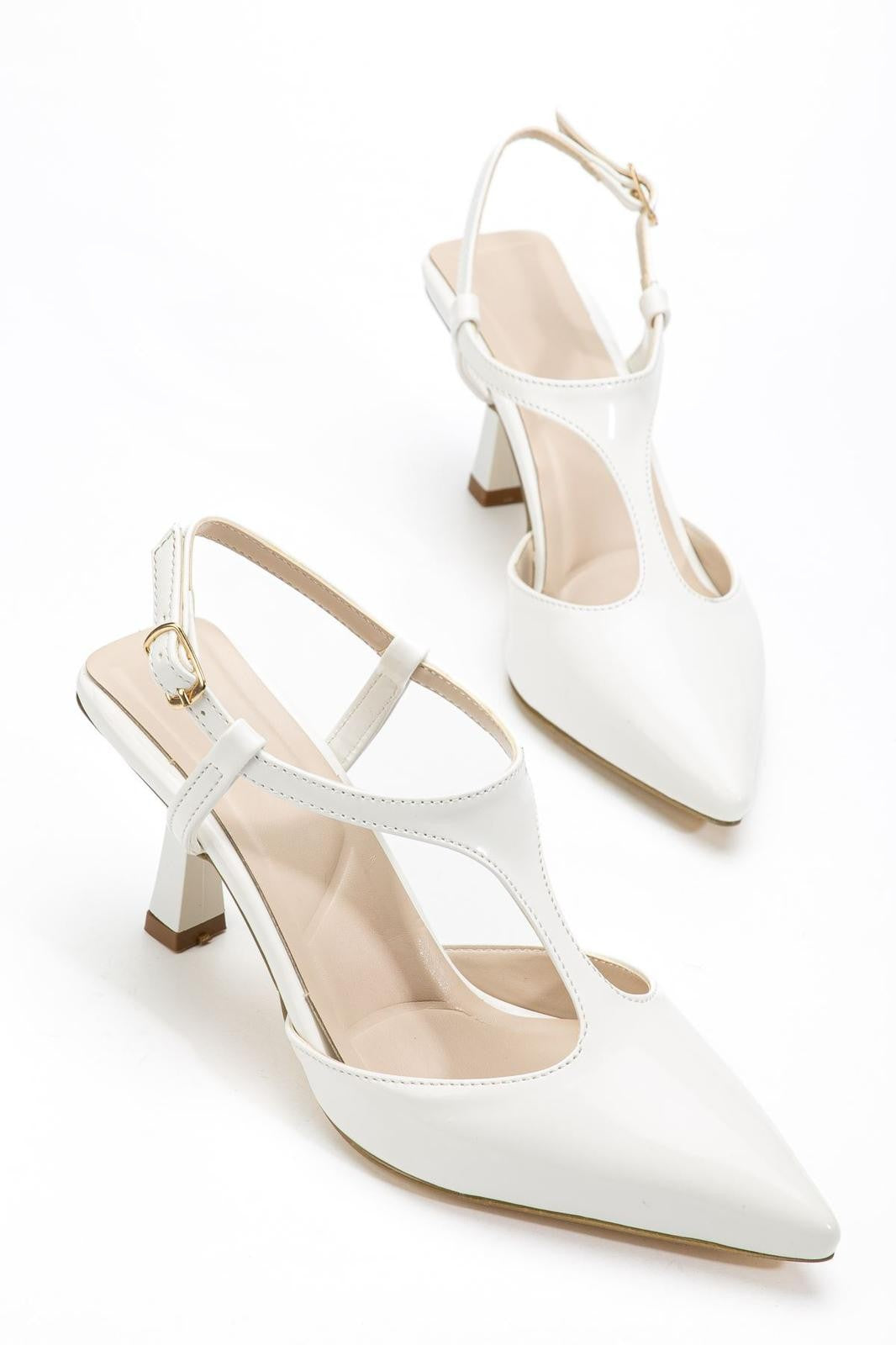 Tula Kadın Beyaz Rugan Topuklu Ayakkabı