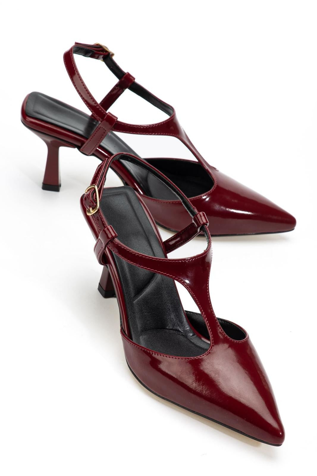 Tula Kadın Bordo Rugan Topuklu Ayakkabı