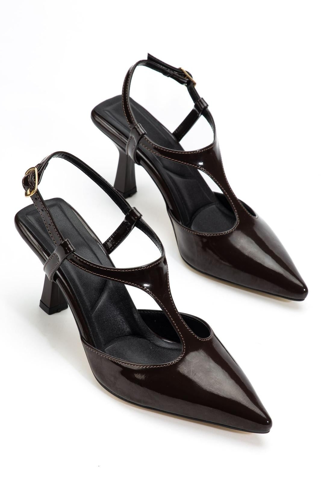 Tula Kadın Kahverengi Rugan Topuklu Ayakkabı