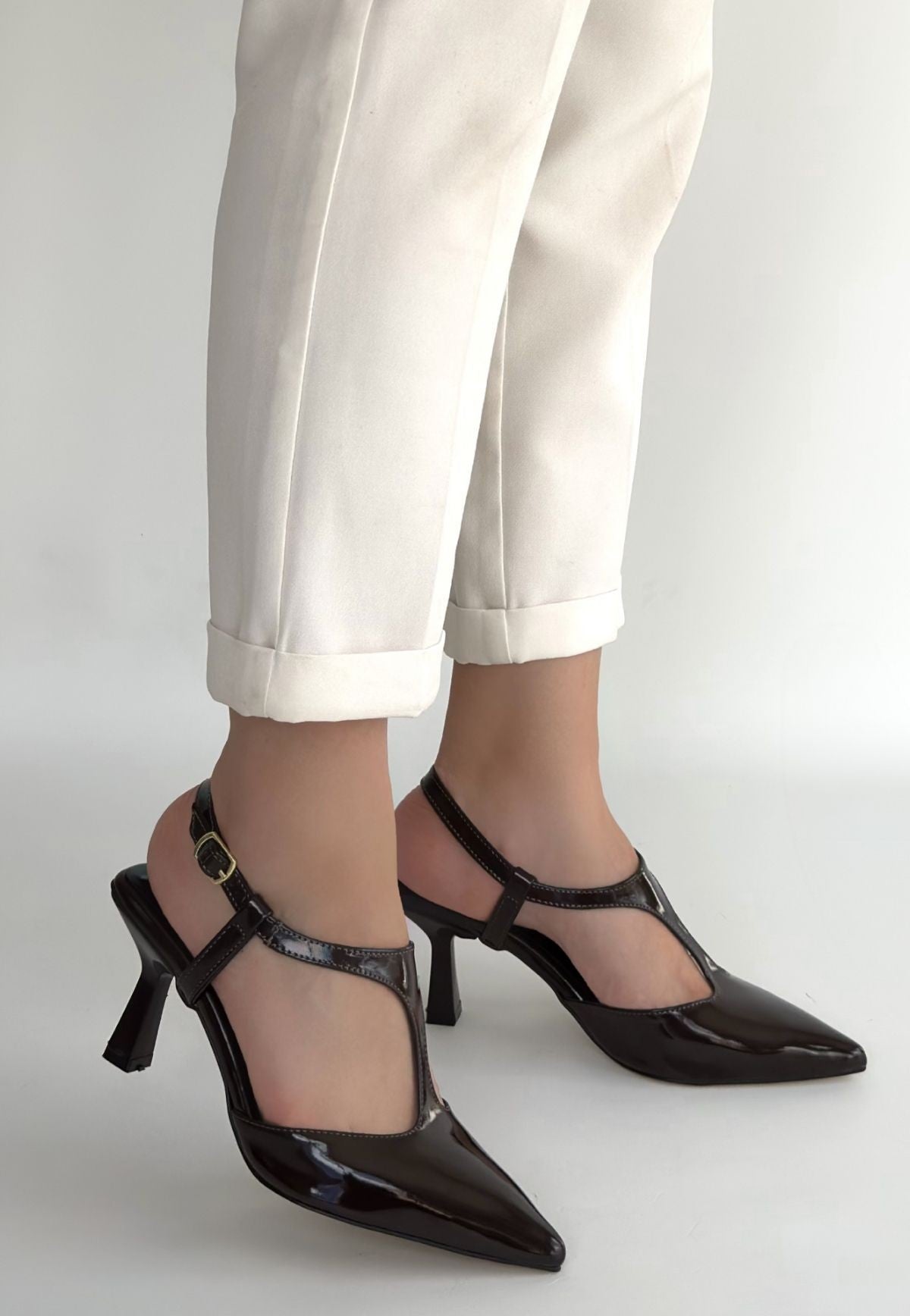 Tula Kadın Kahverengi Rugan Topuklu Ayakkabı