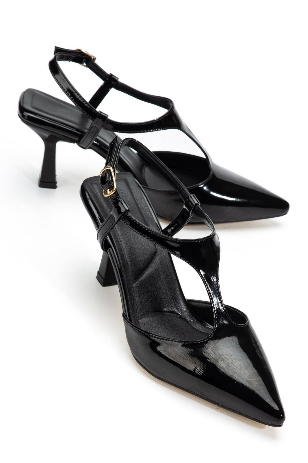 Tula Kadın Siyah Rugan Topuklu Ayakkabı