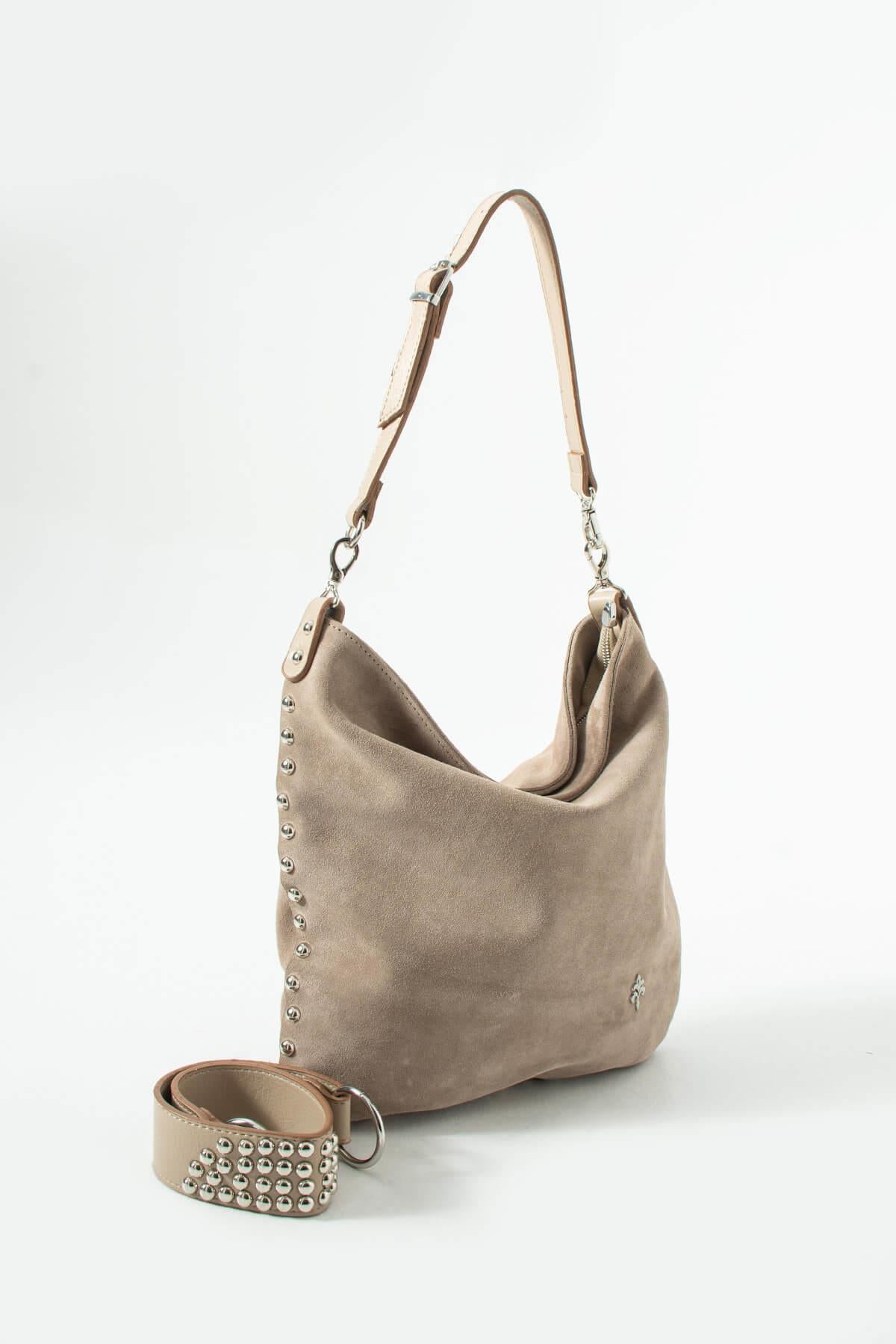 VYRA Kadın Hakiki Süet Deri Omuz Çantası