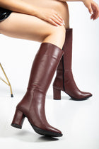 Fulern Bordo Topuklu Kadın Çizme