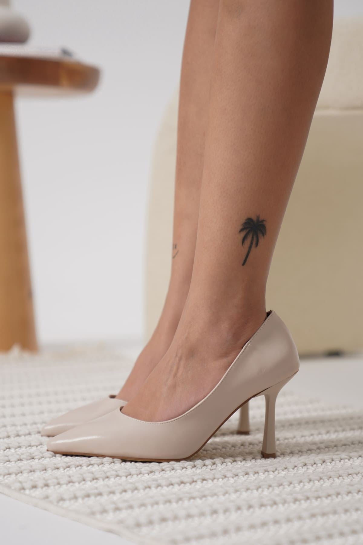 Zelena Kadın Mat Bej Stiletto Topuklu Ayakkabı