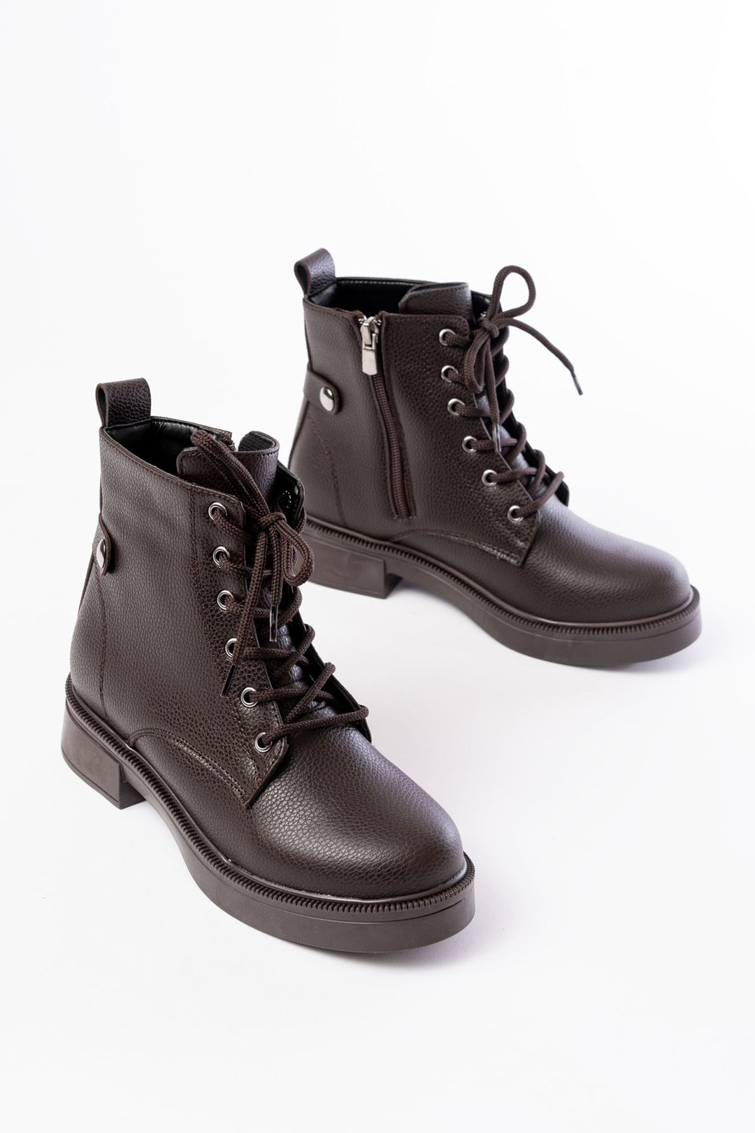 Lauran Kahve Galata Bağcıklı Fermuarlı Kadın Bot