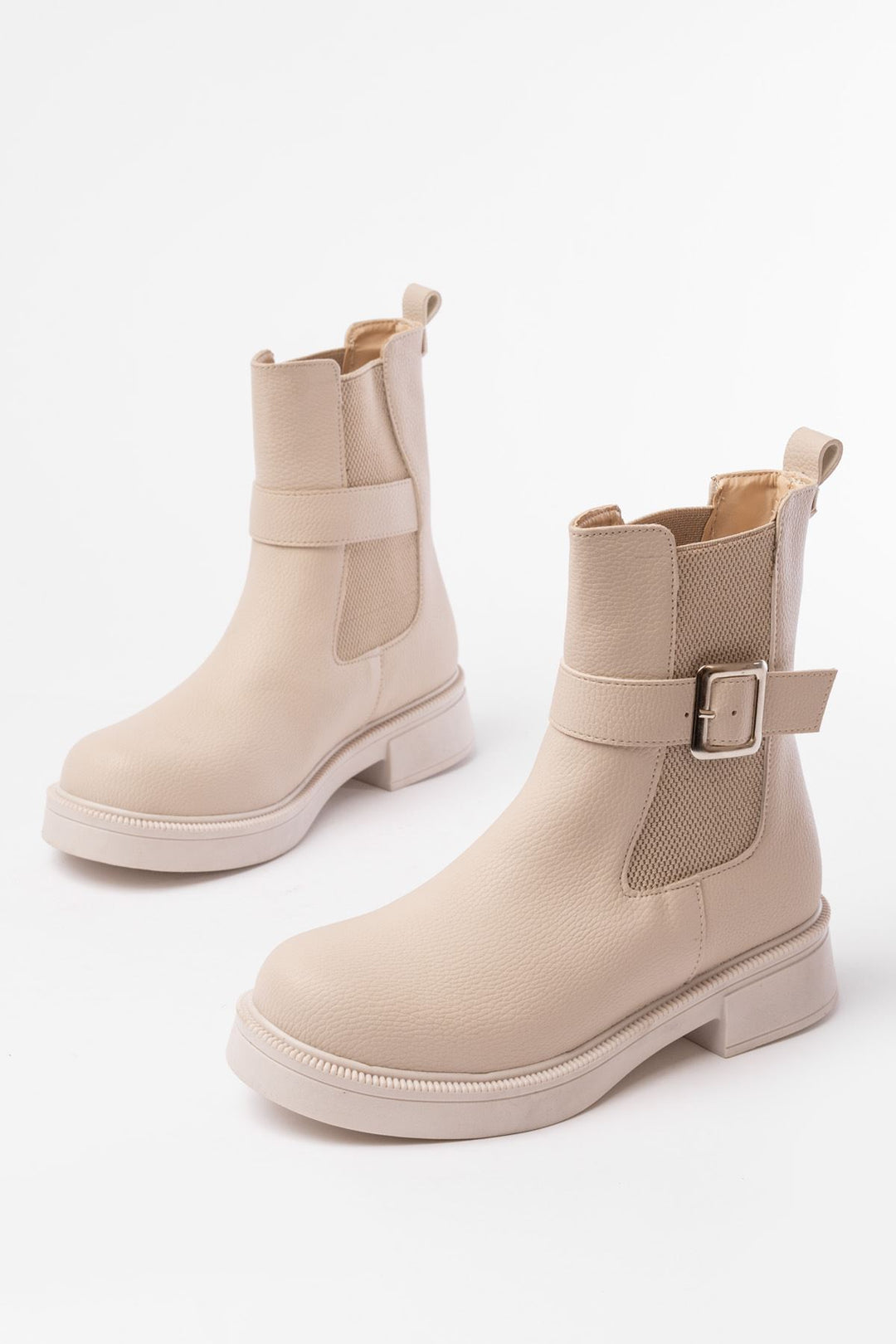 Parlina Bej Toka Aksesuarlı Lastikli Kadın Bot