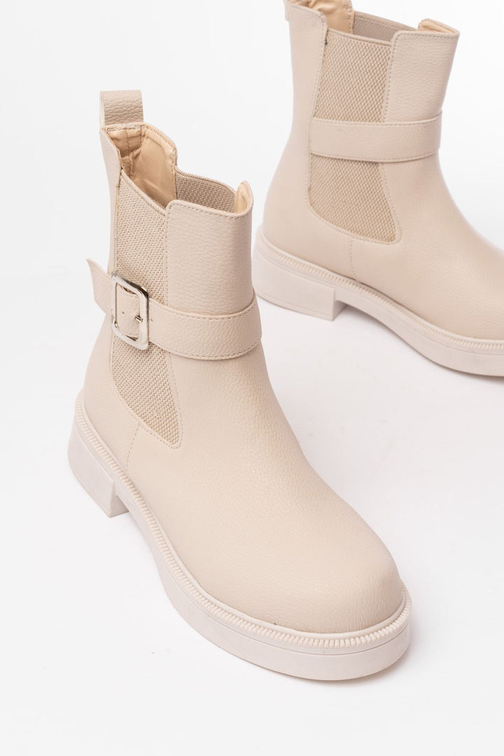 Parlina Bej Toka Aksesuarlı Lastikli Kadın Bot
