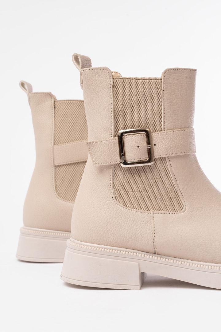 Parlina Bej Toka Aksesuarlı Lastikli Kadın Bot