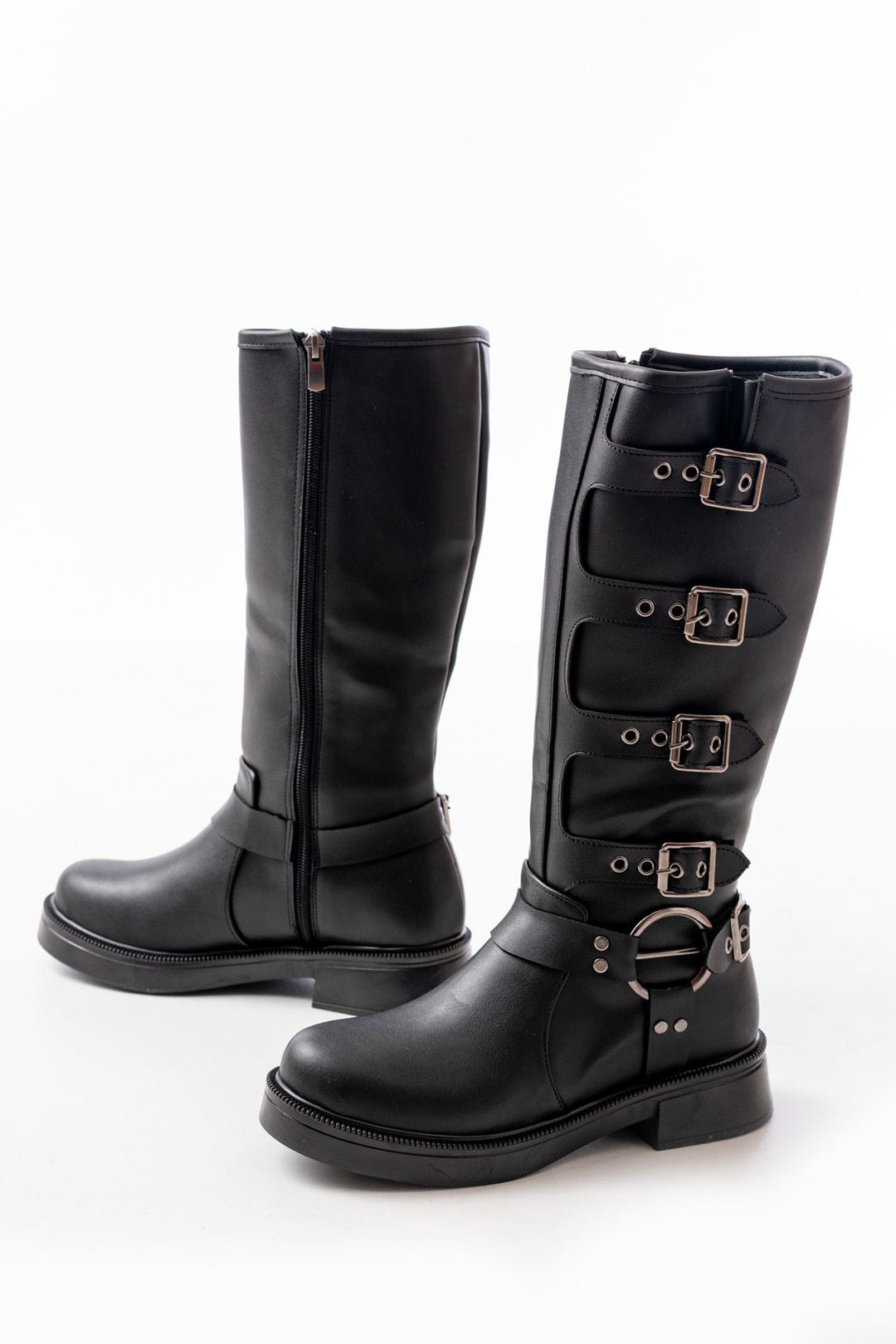 Azruna Kadın Siyah Düz Topuklu Binici Çizme