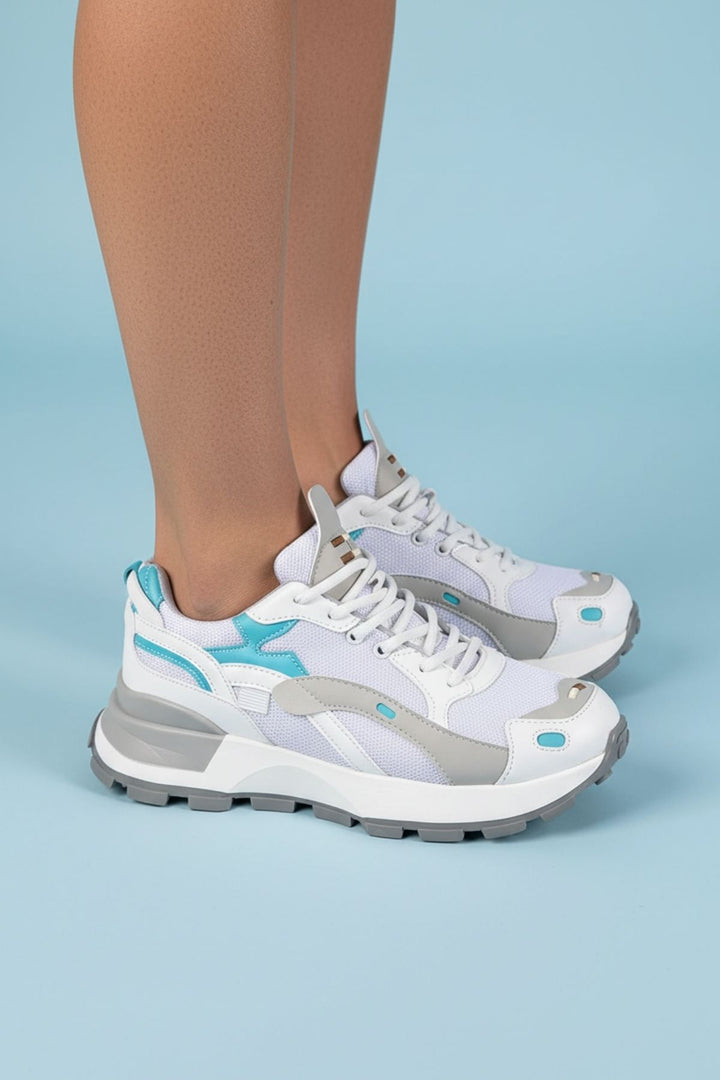 Luther Kadın Triko Desenli Beyaz Multi Spor Ayakkabı