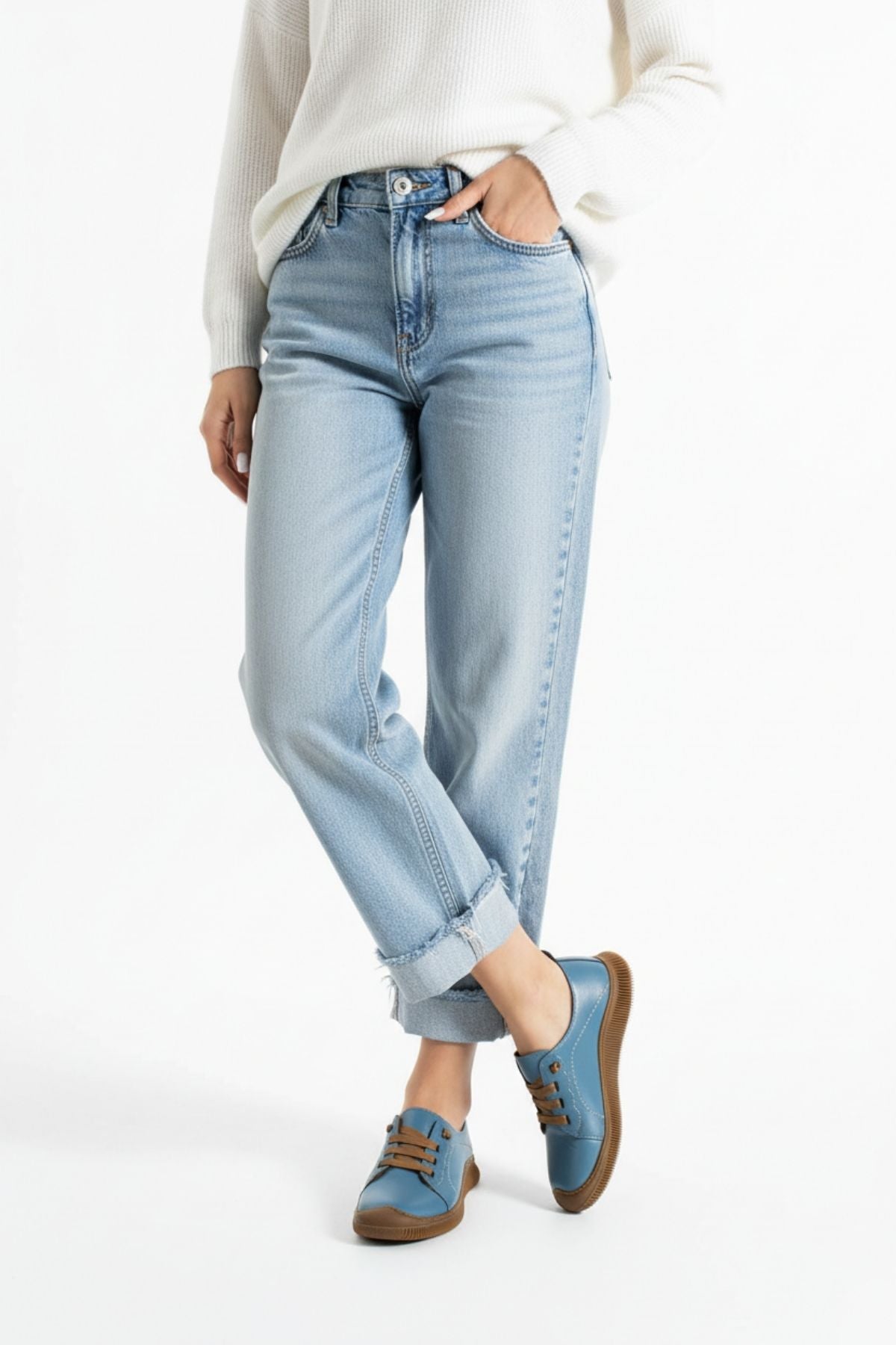 Preko Kadın Hakiki Deri Koyu Mavi Günlük Ayakkabı