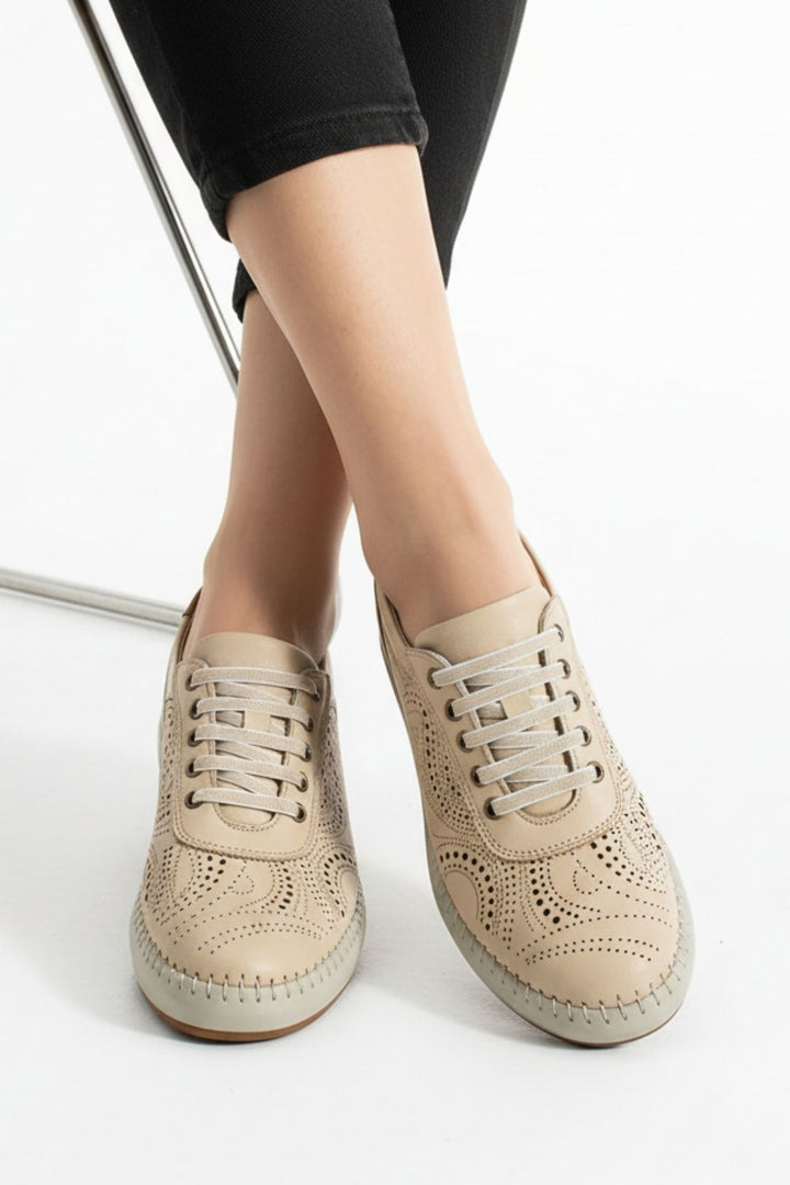 Ohen Kadın Hakiki Deri Bej Günlük Ayakkabı