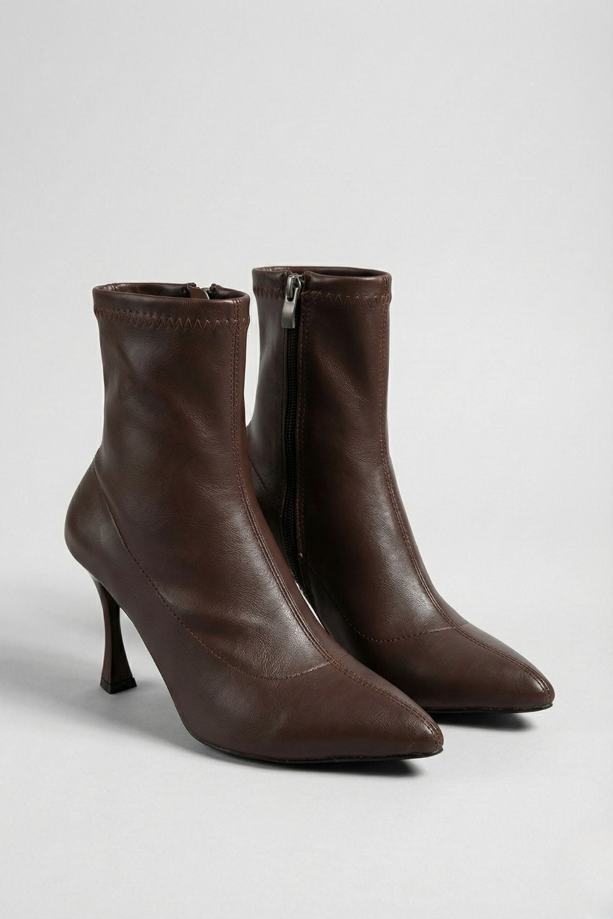 Orjen Kadın Acı Kahve Streç Detaylı Topuklu Bot