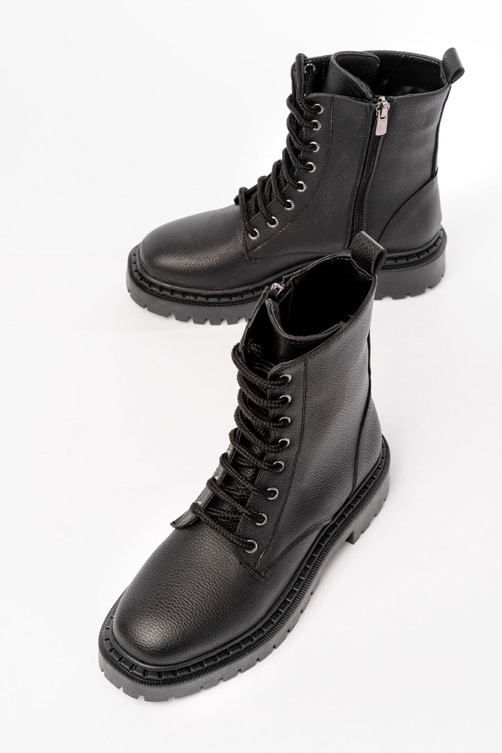 Reluna Siyah Luna Bağcıklı Fermuarlı Kadın Bot