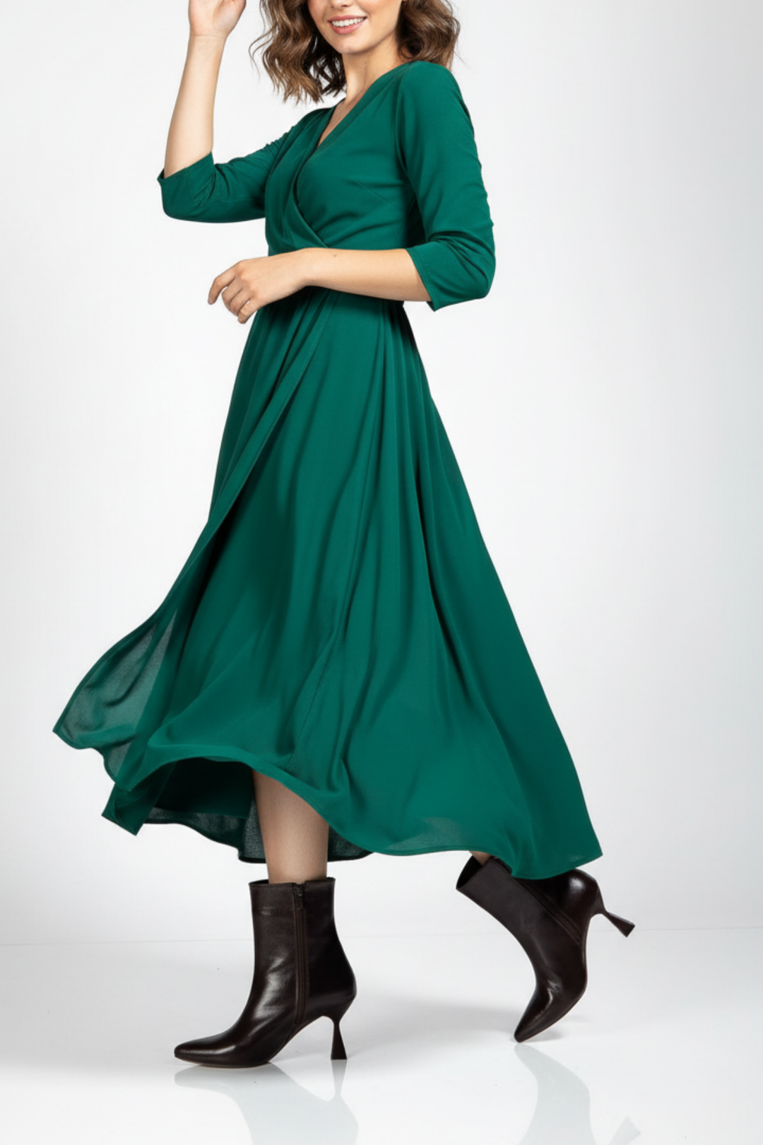 Rosven Kadın Kahve Rugan Kırışık Dokulu Kare Topuk Bot