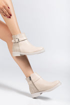 Alena Bej Kroko Toka Aksesuarlı Fermuarlı Kadın Bot