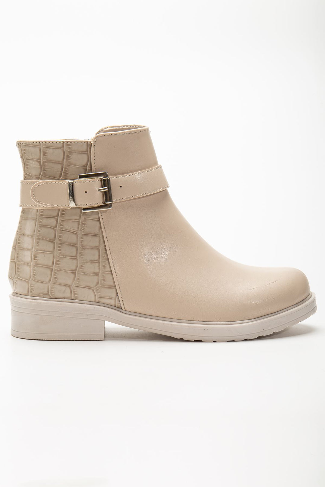 Alena Bej Kroko Toka Aksesuarlı Fermuarlı Kadın Bot