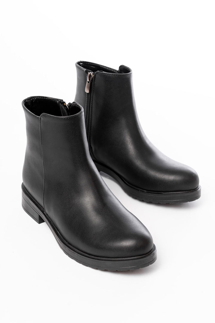 Alena Siyah Fermuarlı Kadın Bot