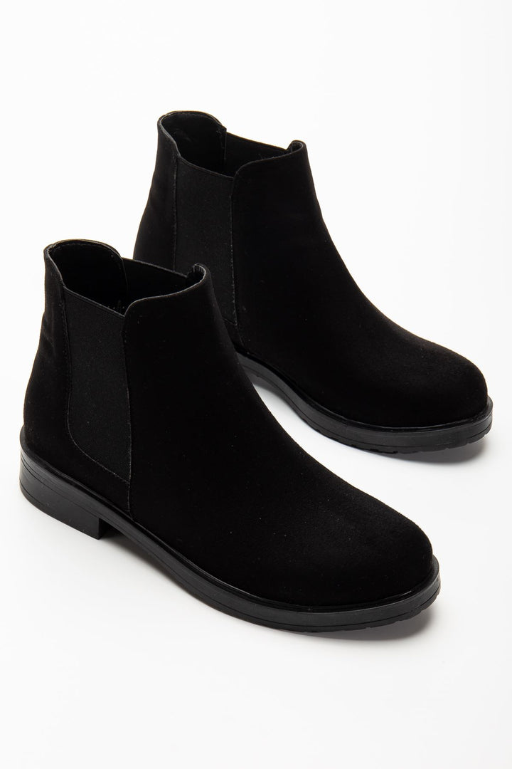 Sanpu Siyah Süet Lastikli Kadın Bot