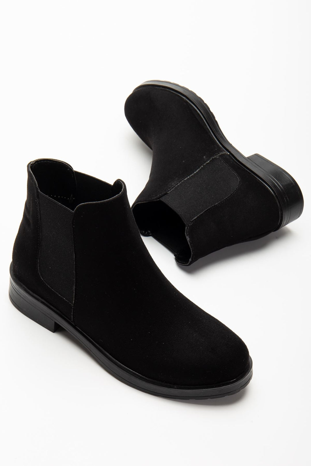Sanpu Siyah Süet Lastikli Kadın Bot