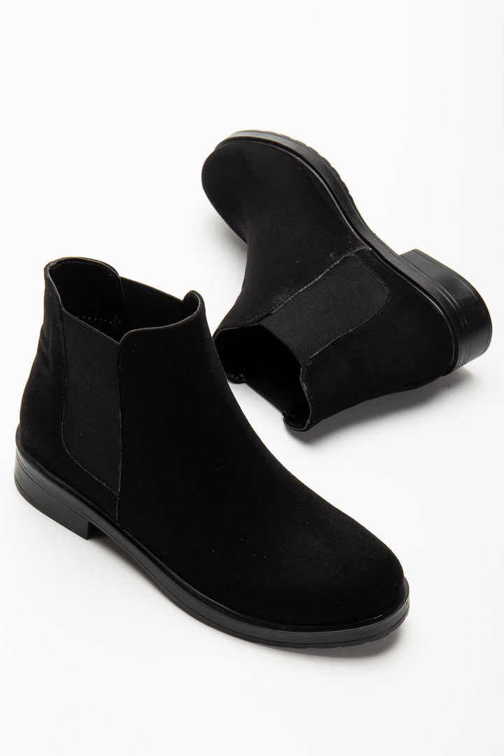 Sanpu Siyah Süet Lastikli Kadın Bot