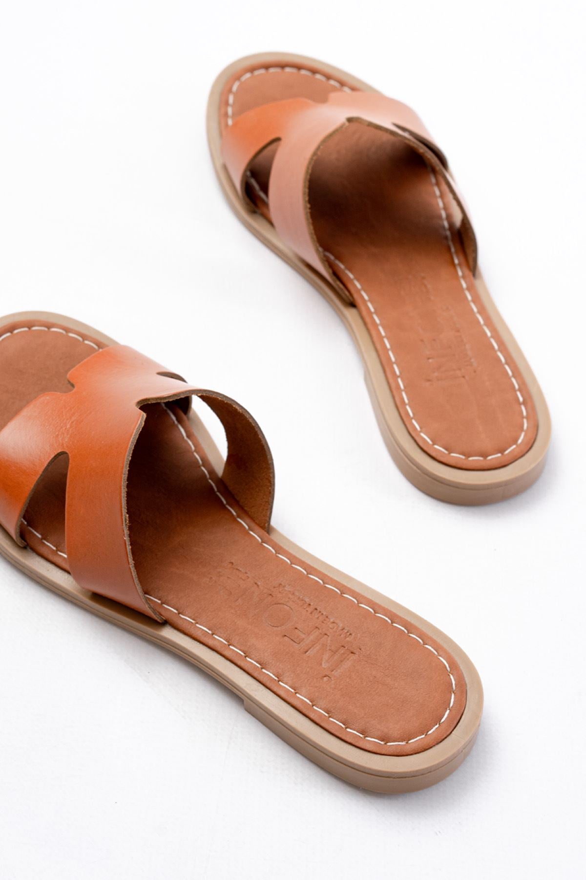 Felora Kadın Hakiki Deri Taba Terlik