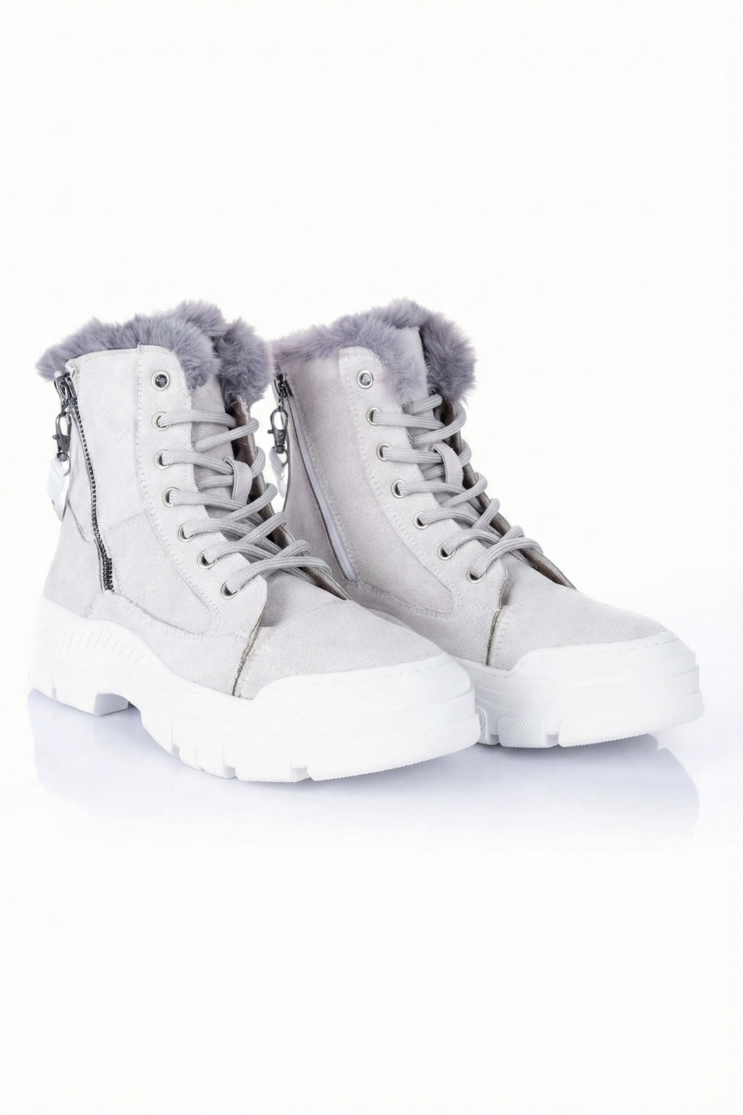 Span Kadın Süet Kürklü Çift Fermuarlı Buz Bot