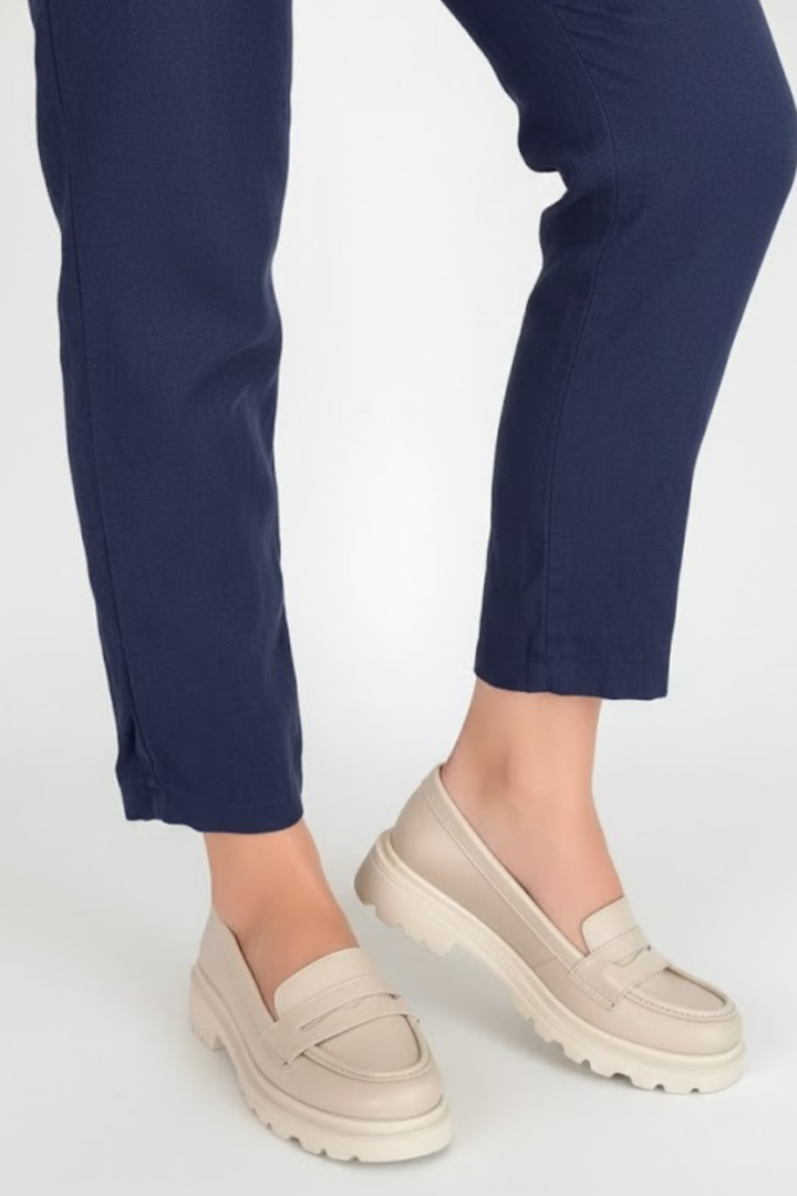 Narli Kadın Bej Kalın Tabanlı Oxford Ayakkabı