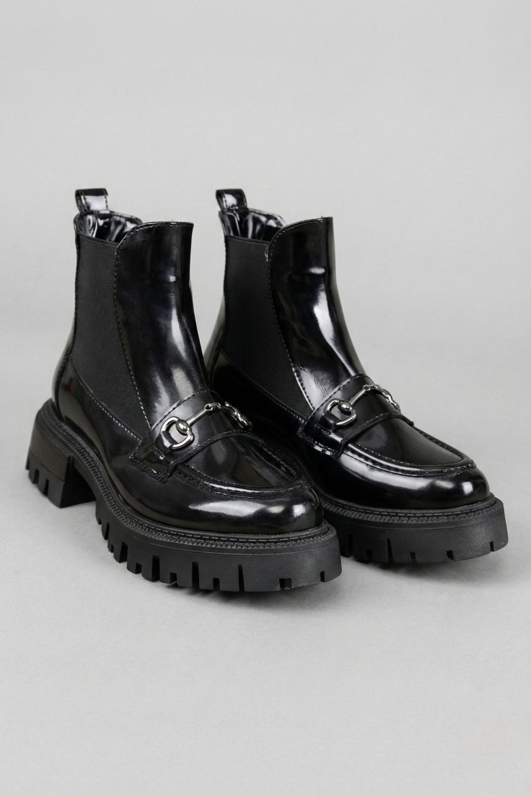 Mephen Kadın Bilekten Lastikli Rugan Siyah Bot